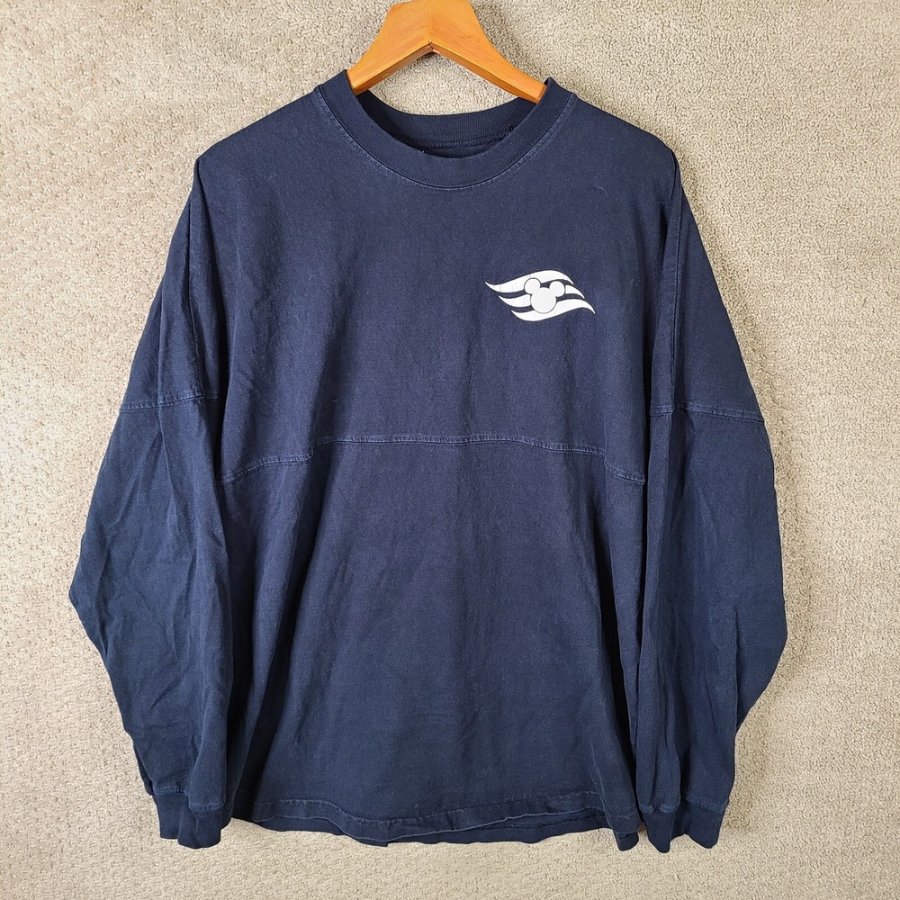 Disney Cruise Line Spirit Jersey Shirt‎ Adult XL Blue White Letters Long Sleeve